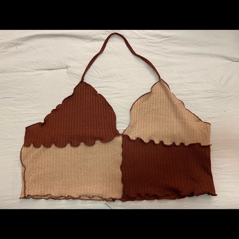 Brown patch halter top SHEIN 2XL